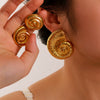 Women's Beach Wind Marine Series Conch Geometric Stainless Steel 18K Gold Plated Earrings With Furnace Vacuum Plating