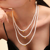 Women's Bead And Titanium Steel Pendant Necklace Bracelet Set With Small Ball Shape And Electroplating Treatment