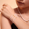 Women's Bead And Titanium Steel Pendant Necklace Bracelet Set With Small Ball Shape And Electroplating Treatment