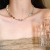 Women's Beaded Alloy Necklace With Geometric Pattern And Electroplating Treatment