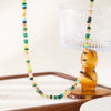 Women's Beaded Geometric Handmade Necklace With Natural Stone Pendant