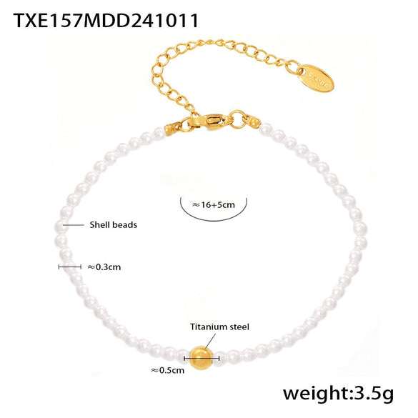 Women's Beaded Necklace Bracelet With 316L Stainless Steel Pendant In Baroque Style And Electroplating Treatment