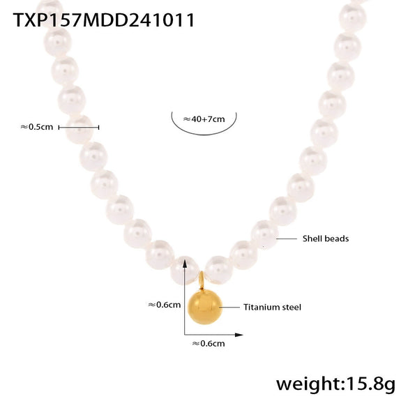 Women's Beaded Necklace Bracelet With 316L Stainless Steel Pendant In Baroque Style And Electroplating Treatment