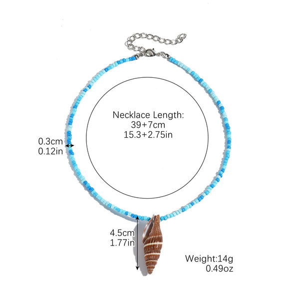 Women's Beaded Organic Glass Ball Chain Necklace With Geometric Pattern And Polishing Process