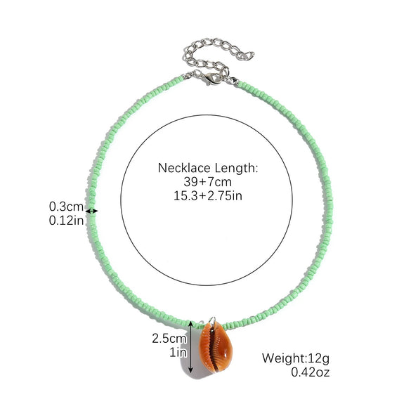 Women's Beaded Organic Glass Ball Chain Necklace With Geometric Pattern And Polishing Process