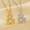 Women's Bear Love Smart Necklace In Titanium Steel With Animal Pattern Ochain Diamond Design And 591 Vacuum Electroplating In Furnace