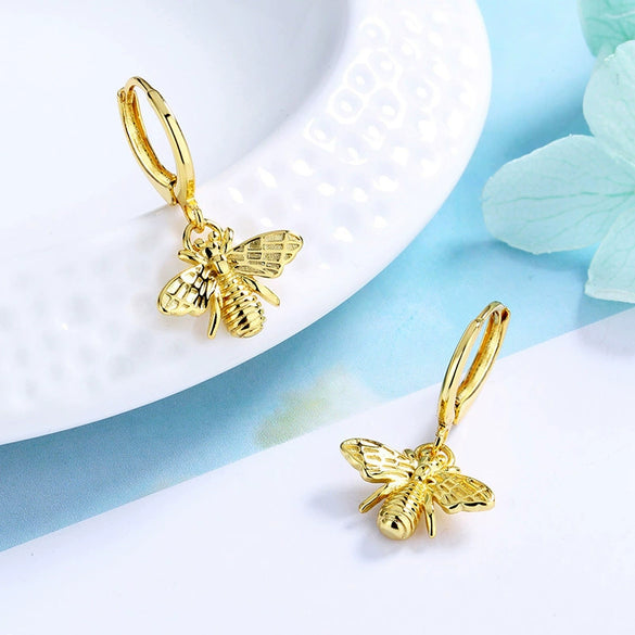 Women's Bee Earrings Copper Minimalist Animal Zodiac Geometric Jewelry