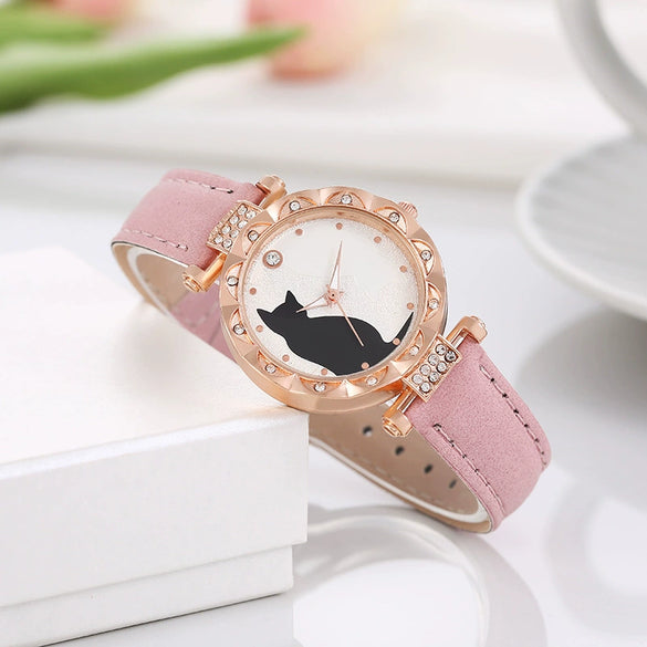 Women's Belt Watch Alloy Case Imitation Leather Strap Stainless Steel Clasp Round Dial Leisure Style