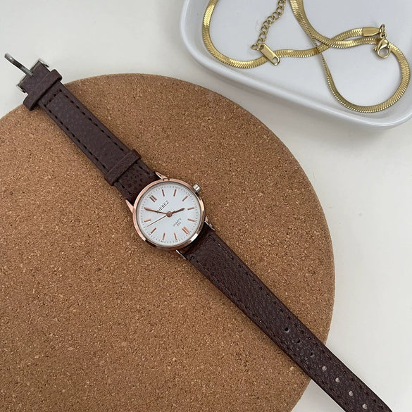 Women's Belt Watch Alloy Case Ordinary Glass Mirror Retro Round Dial Leisure Style