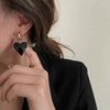Women's Black Heart Geometric Alloy Pendant Earrings With Dripping Oil Finish Trendy High End Statement Jewelry