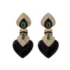 Women's Black Heartshaped Alloy Earrings With Geometric Design Electroplated Finish And 925 Silver Ear Posts