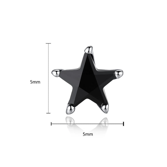 Women's Black Star Shaped Copper Earrings With Zircon Accents Electroplated Geometric Fashion Jewelry For Wholesale