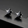 Women's Black Star Shaped Copper Earrings With Zircon Accents Electroplated Geometric Fashion Jewelry For Wholesale