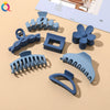 Women's Blue Frosted Plastic Hair Claw Clip Handmade Shark Hairpin Versatile Hair Accessory