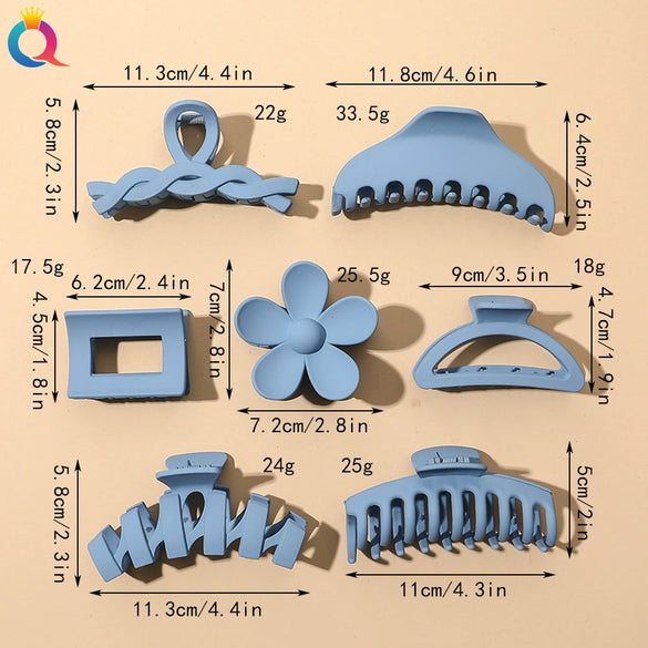 Women's Blue Frosted Plastic Hair Claw Clip Handmade Shark Hairpin Versatile Hair Accessory