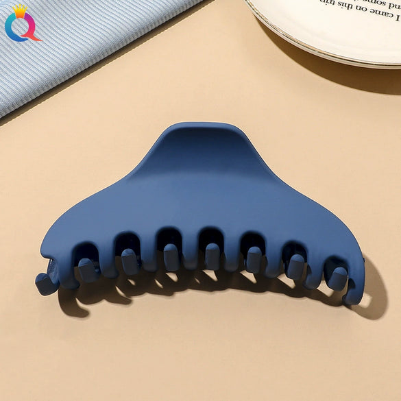 Women's Blue Frosted Plastic Hair Claw Clip Handmade Shark Hairpin Versatile Hair Accessory