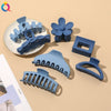 Women's Blue Frosted Plastic Hair Claw Clip Handmade Shark Hairpin Versatile Hair Accessory