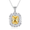 Women's Blue Gem Pendant Rectangular S925 Sterling Silver Light Luxury Geometric Diamond Design Necklace With Cross Chain