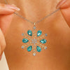 Women's Blue Zircon Snowflake Necklace With Geometric Alloy Pendant And Delicate Chain Jewelry