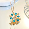 Women's Blue Zircon Snowflake Necklace With Geometric Alloy Pendant And Delicate Chain Jewelry