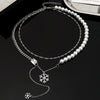 Women's Blue Zircon Snowflake Necklace With Geometric Alloy Pendant And Delicate Chain Jewelry