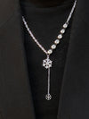 Women's Blue Zircon Snowflake Necklace With Geometric Alloy Pendant And Delicate Chain Jewelry