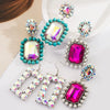 Women's Bohemian Exaggerated Alloy Earrings Inlaid With Colored Diamond And Pearl Turquoise