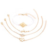 Women's Bohemian Geometric Alloy Beaded Chain Bracelet Set With Electroplated Finish And Artificial Gemstone Inlay Fashion Jewelry