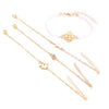 Women's Bohemian Geometric Alloy Beaded Chain Bracelet Set With Electroplated Finish And Artificial Gemstone Inlay Fashion Jewelry