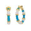 Women's Bohemian Geometric Tassel Earrings With Turquoise And Freshwater Pearl In 925 Silver Electroplated Finish