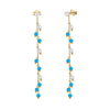 Women's Bohemian Geometric Tassel Earrings With Turquoise And Freshwater Pearl In 925 Silver Electroplated Finish