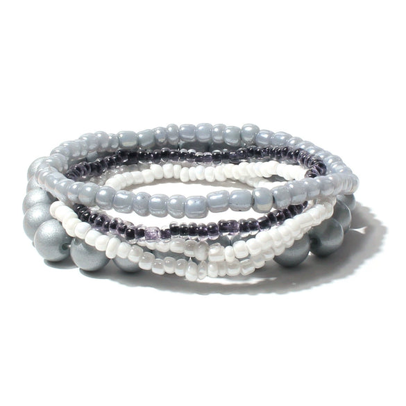 Women's Bohemian Handmade Pearl Geometric Multilayer Elastic Beaded Bracelet