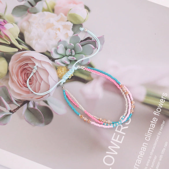 Women's Bohemian Multilayered Rice Bead Braided Fruit Pattern Bracelet