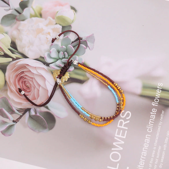 Women's Bohemian Multilayered Rice Bead Braided Fruit Pattern Bracelet