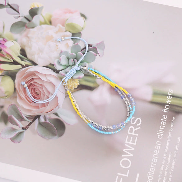 Women's Bohemian Multilayered Rice Bead Braided Fruit Pattern Bracelet