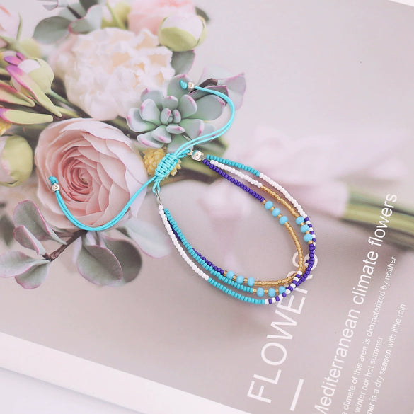 Women's Bohemian Multilayered Rice Bead Braided Fruit Pattern Bracelet