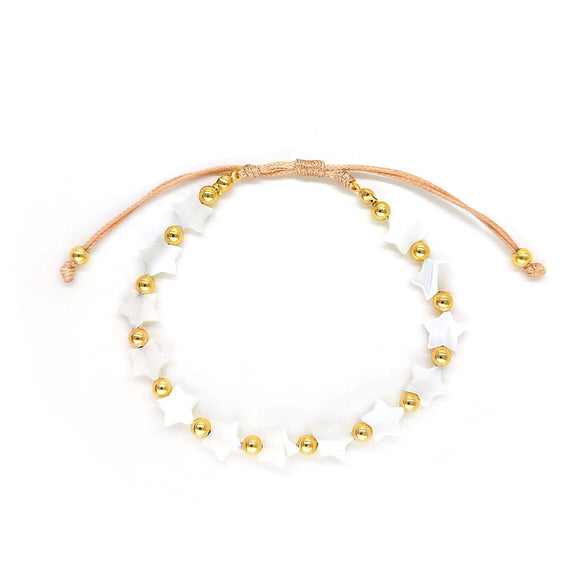 Women's Bohemian Natural Shell Handwoven Geometric Fivepointed Star Beaded Love Bracelet Jewelry