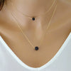Women's Bohemian Retro Double Layer Volcanic Stone Necklace With Alloy Geometric Pendant Electroplated Fashion Jewelry