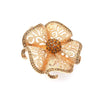 Women's Bohemian Retro Hollow Flower Open Ring With Alloy Diamond Accents Adjustable Fashion Statement Jewelry