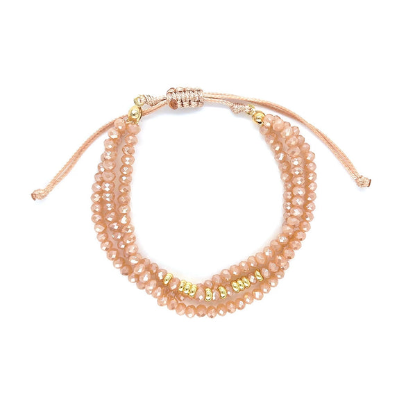 Women's Bohemian Simple Allmatch Handwoven Glass And Glaze Geometric Multilayered Crystal Cut Beaded Bracelet