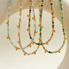 Women's Bohemian Stainless Steel Beaded Necklace With Geometric Design And 18K Vacuum Plated Finish