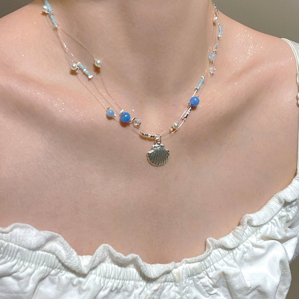 Women's Bohemian Starfish Conch Beaded Shell Clavicle Chain Handmade Alloy Necklace