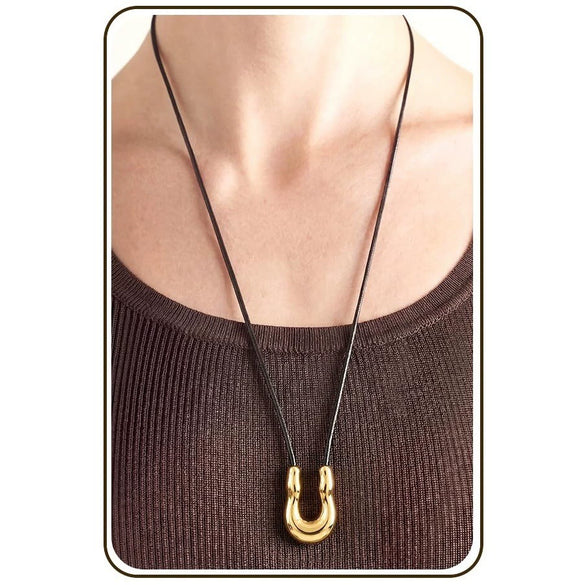 Women's Bohemian Style Copper Geometric U Shaped Choker Necklace With Electroplated Pendant Casual Fashion Jewelry