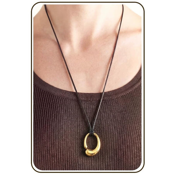 Women's Bohemian Style Copper Geometric U Shaped Choker Necklace With Electroplated Pendant Casual Fashion Jewelry