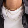 Women's Bohemian Style Electroplated Alloy Blade Chain Choker Necklace With Stacked Flat Chain Design