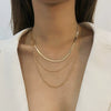 Women's Bohemian Style Electroplated Alloy Blade Chain Choker Necklace With Stacked Flat Chain Design