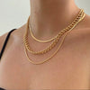 Women's Bohemian Style Electroplated Alloy Blade Chain Choker Necklace With Stacked Flat Chain Design
