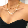 Women's Bohemian Style Electroplated Alloy Blade Chain Choker Necklace With Stacked Flat Chain Design