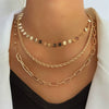 Women's Bohemian Style Electroplated Alloy Blade Chain Choker Necklace With Stacked Flat Chain Design