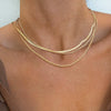Women's Bohemian Style Electroplated Alloy Blade Chain Choker Necklace With Stacked Flat Chain Design